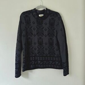 Black Burnout Chenille Sweater 90s Whimsigoth